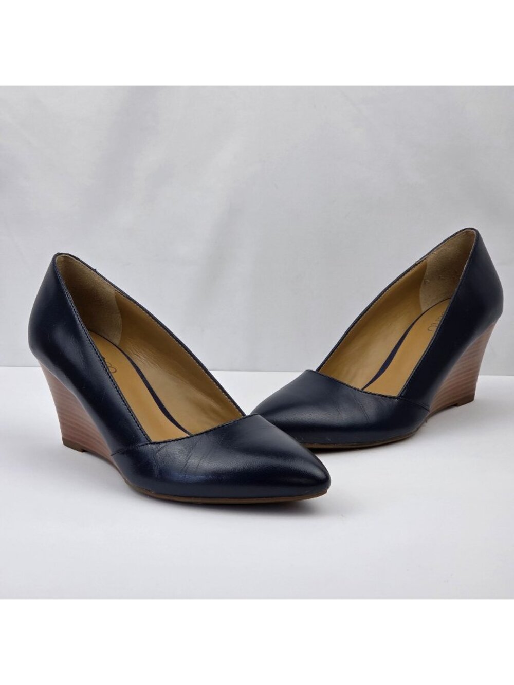 Franco Sarto Frankie Pointed Toe Leather Wedge Heels Size 9M